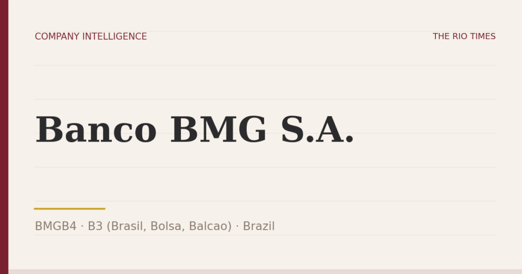 Banco BMG S.A. (BMGB4), listed on B3 (Brasil, Bolsa, Balcao), Brazil