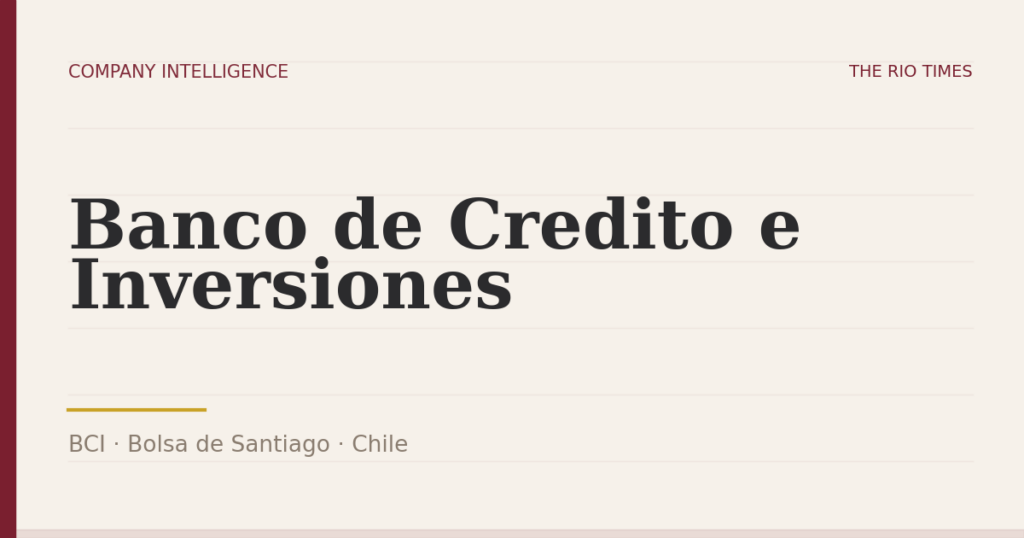 Banco de Credito e Inversiones (BCI), listed on Bolsa de Santiago, Chile