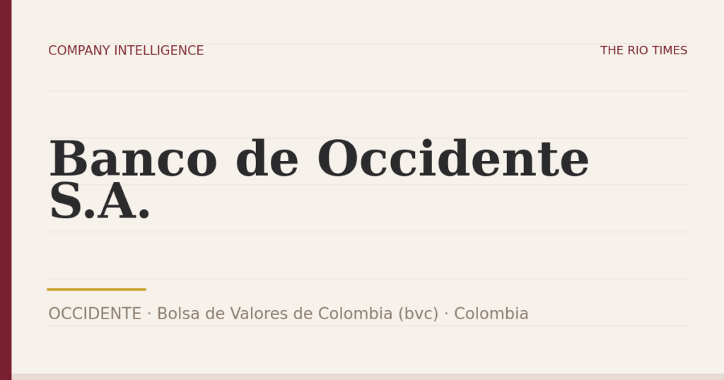 Banco de Occidente S.A. (OCCIDENTE), listed on Bolsa de Valores de Colombia (bvc), Colombia