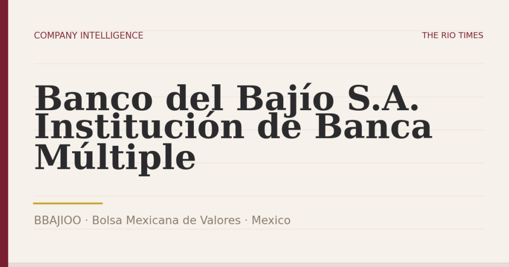 Banco del Bajío S.A. Institución de Banca Múltiple (BBAJIOO), listed on Bolsa Mexicana de Valores, Mexico