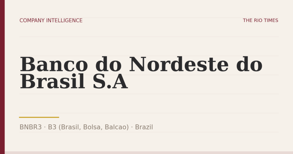 Banco do Nordeste do Brasil S.A (BNBR3), listed on B3 (Brasil, Bolsa, Balcao), Brazil