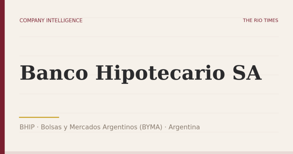 Banco Hipotecario SA (BHIP), listed on Bolsas y Mercados Argentinos (BYMA), Argentina