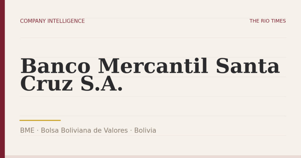 Banco Mercantil Santa Cruz S.A. (BME), listed on Bolsa Boliviana de Valores, Bolivia