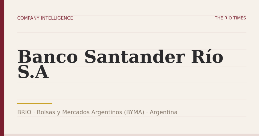 Banco Santander Río S.A (BRIO), listed on Bolsas y Mercados Argentinos (BYMA), Argentina