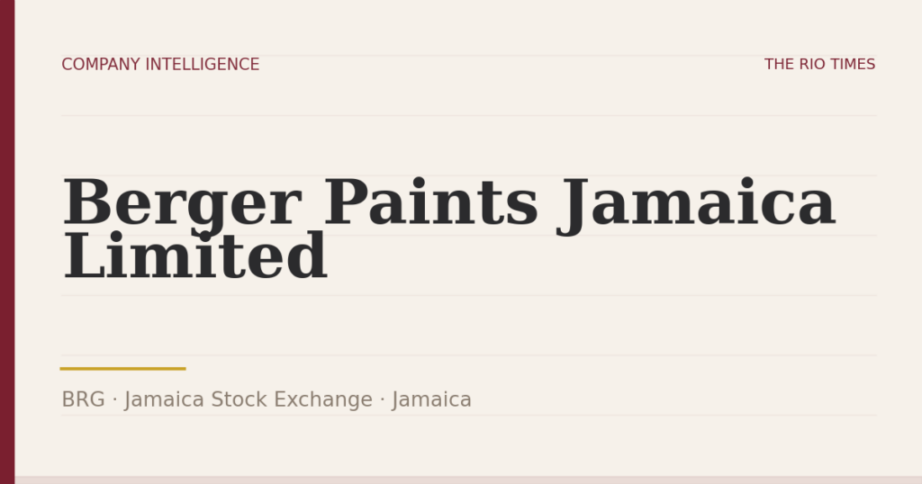 Berger Paints Jamaica Limited (BRG), listed on Jamaica Stock Exchange, Jamaica
