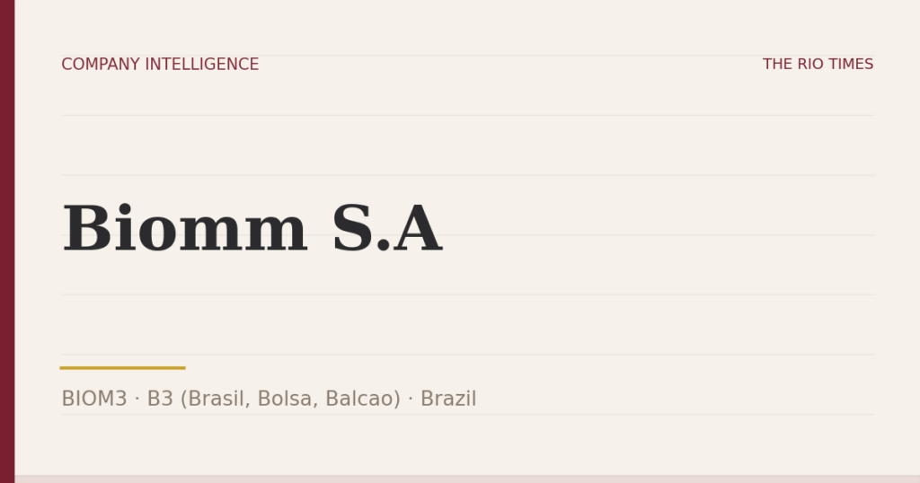 Biomm S.A (BIOM3), listed on B3 (Brasil, Bolsa, Balcao), Brazil