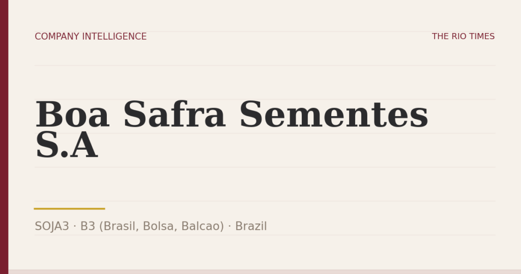 Boa Safra Sementes S.A (SOJA3), listed on B3 (Brasil, Bolsa, Balcao), Brazil