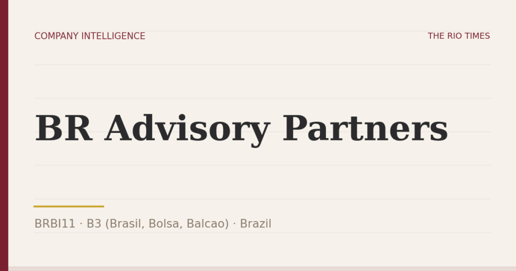 BR Advisory Partners (BRBI11), listed on B3 (Brasil, Bolsa, Balcao), Brazil