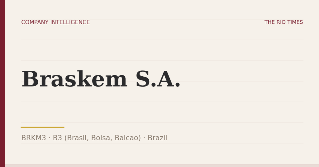 Braskem S.A. (BRKM3), listed on B3 (Brasil, Bolsa, Balcao), Brazil