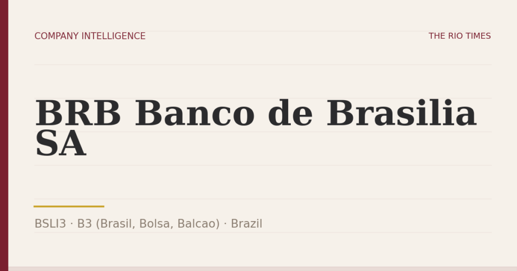 BRB Banco de Brasilia SA (BSLI3), listed on B3 (Brasil, Bolsa, Balcao), Brazil