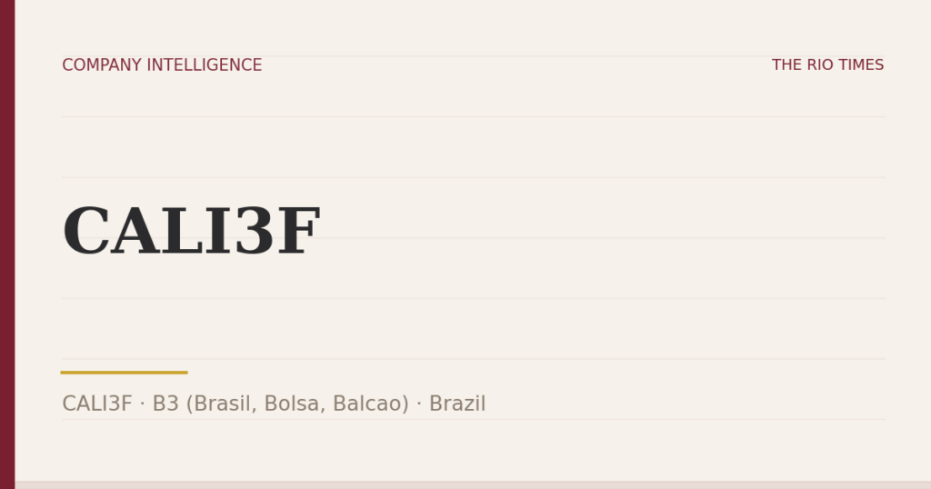 CALI3F (CALI3F), listed on B3 (Brasil, Bolsa, Balcao), Brazil