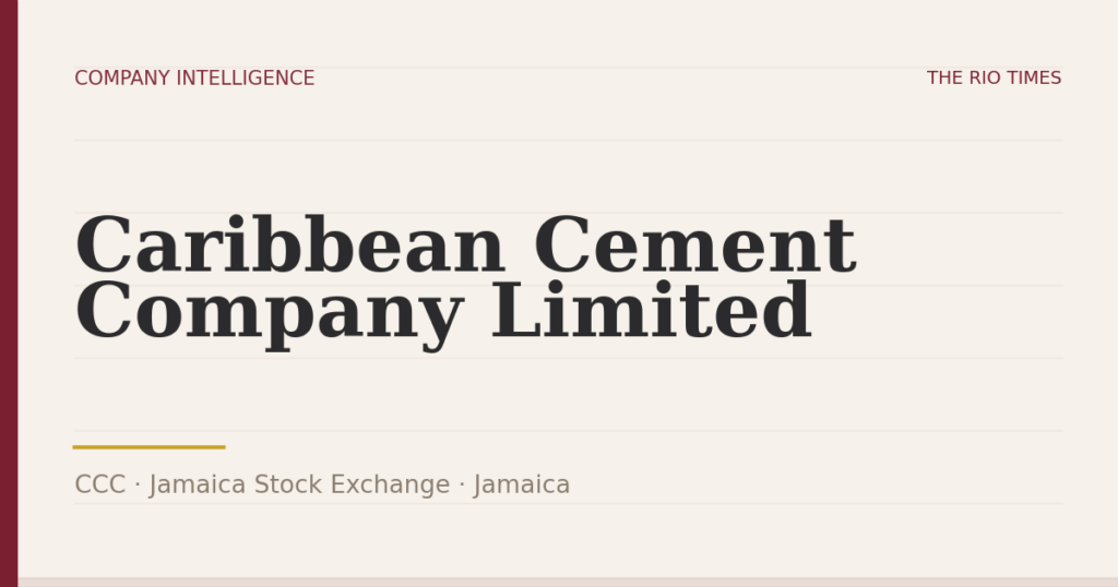 Caribbean Cement Company Limited (CCC), listed on Jamaica Stock Exchange, Jamaica