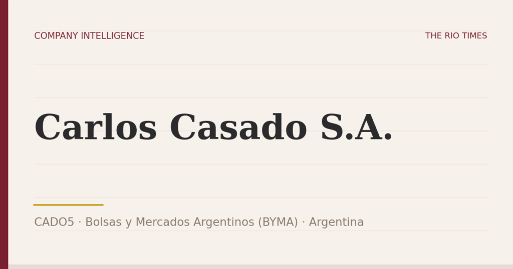 Carlos Casado S.A. (CADO5), listed on Bolsas y Mercados Argentinos (BYMA), Argentina