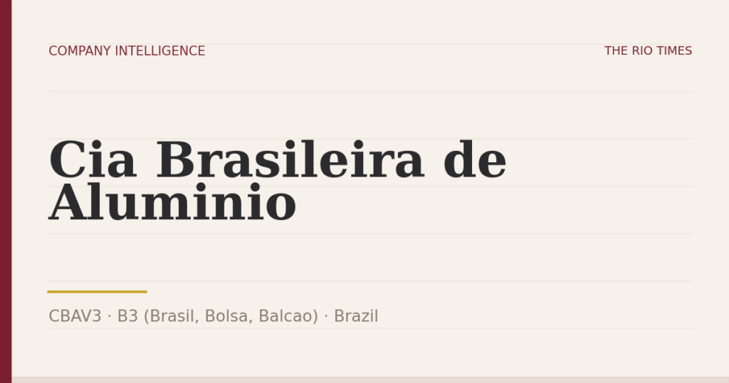 Cia Brasileira de Aluminio (CBAV3), listed on B3 (Brasil, Bolsa, Balcao), Brazil