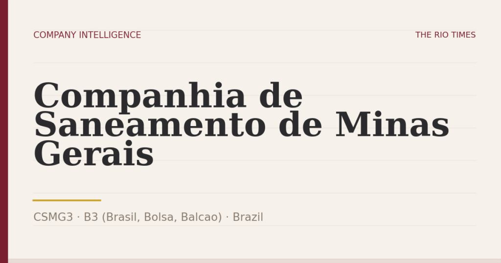 Companhia de Saneamento de Minas Gerais (CSMG3), listed on B3 (Brasil, Bolsa, Balcao), Brazil