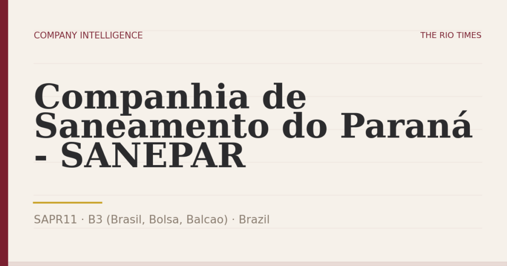 Companhia de Saneamento do Paraná - SANEPAR (SAPR11), listed on B3 (Brasil, Bolsa, Balcao), Brazil