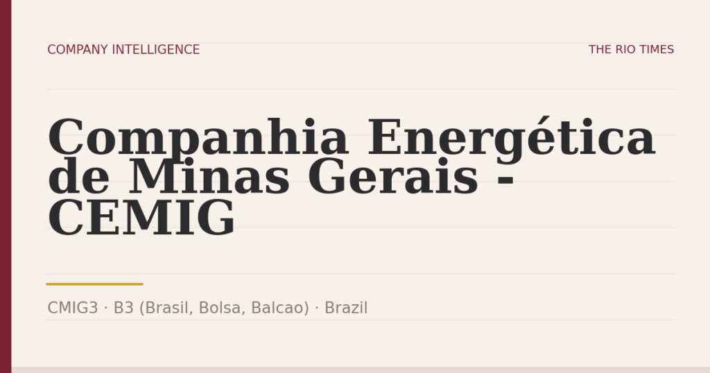 Companhia Energética de Minas Gerais - CEMIG (CMIG3), listed on B3 (Brasil, Bolsa, Balcao), Brazil