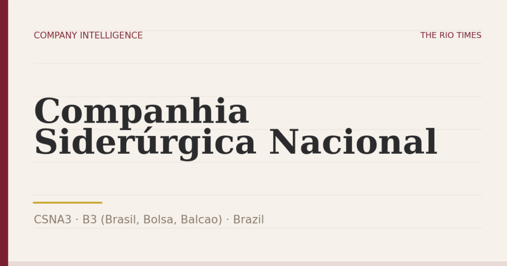 Companhia Siderúrgica Nacional (CSNA3), listed on B3 (Brasil, Bolsa, Balcao), Brazil