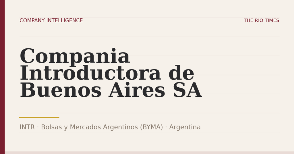 Compania Introductora de Buenos Aires SA (INTR), listed on Bolsas y Mercados Argentinos (BYMA), Argentina