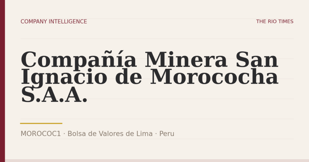 Compañía Minera San Ignacio de Morococha S.A.A. (MOROCOC1), listed on Bolsa de Valores de Lima, Peru
