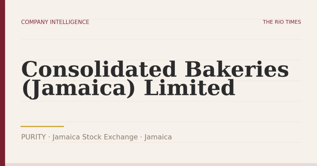Consolidated Bakeries (Jamaica) Limited (PURITY), listed on Jamaica Stock Exchange, Jamaica