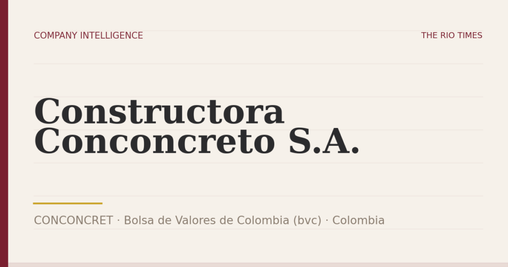 Constructora Conconcreto S.A. (CONCONCRET), listed on Bolsa de Valores de Colombia (bvc), Colombia