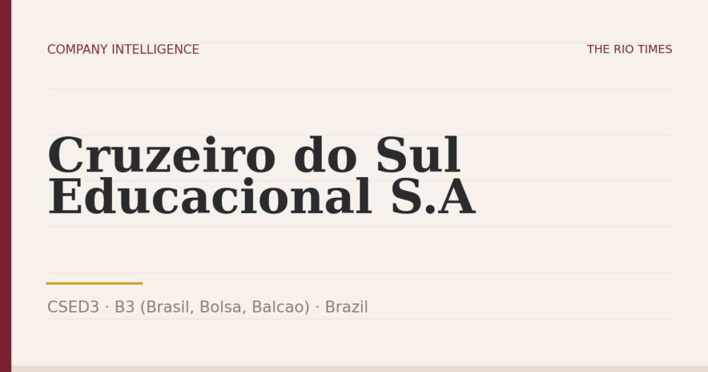 Cruzeiro do Sul Educacional S.A (CSED3), listed on B3 (Brasil, Bolsa, Balcao), Brazil