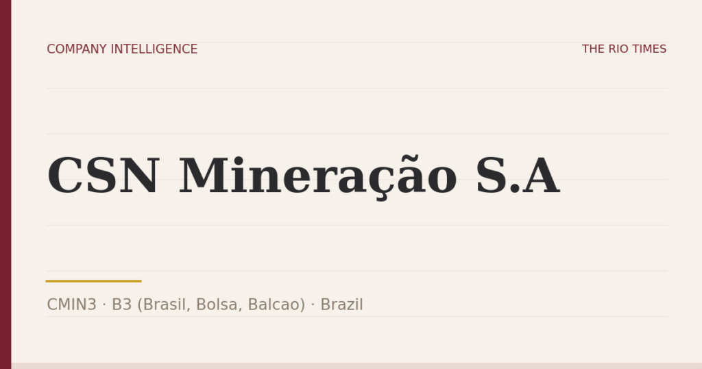CSN Mineração S.A (CMIN3), listed on B3 (Brasil, Bolsa, Balcao), Brazil