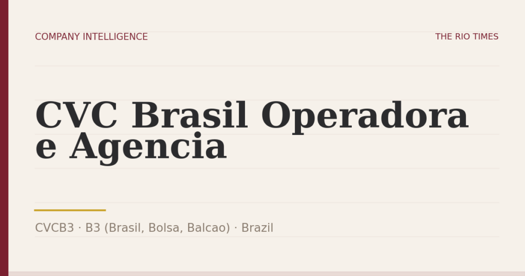 CVC Brasil Operadora e Agencia (CVCB3), listed on B3 (Brasil, Bolsa, Balcao), Brazil