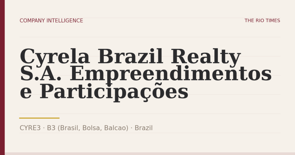 Cyrela Brazil Realty S.A. Empreendimentos e Participações (CYRE3), listed on B3 (Brasil, Bolsa, Balcao), Brazil