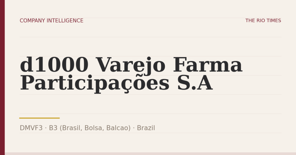 d1000 Varejo Farma Participações S.A (DMVF3), listed on B3 (Brasil, Bolsa, Balcao), Brazil