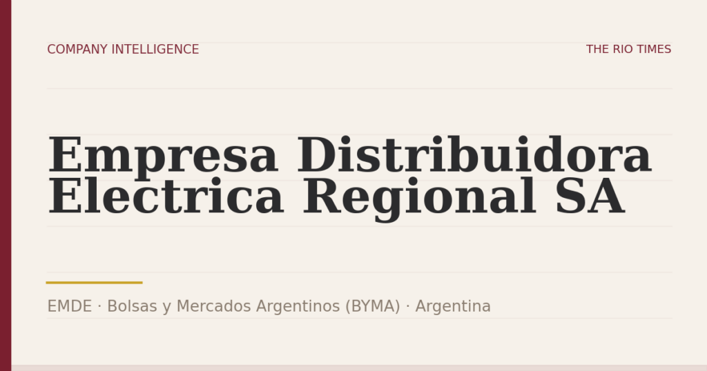Empresa Distribuidora Electrica Regional SA (EMDE), listed on Bolsas y Mercados Argentinos (BYMA), Argentina
