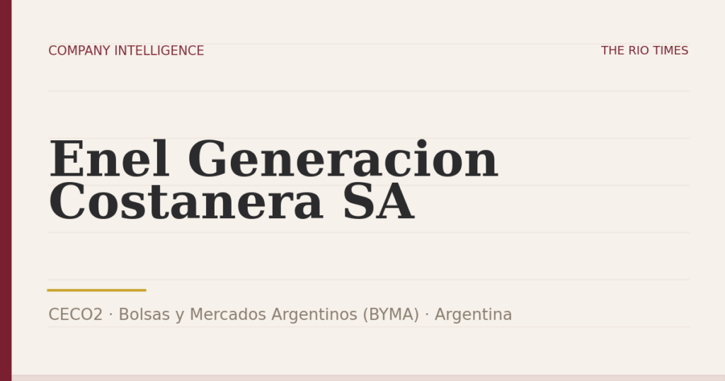 Enel Generacion Costanera SA (CECO2), listed on Bolsas y Mercados Argentinos (BYMA), Argentina