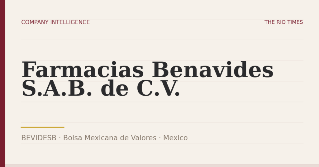 Farmacias Benavides S.A.B. de C.V. (BEVIDESB), listed on Bolsa Mexicana de Valores, Mexico