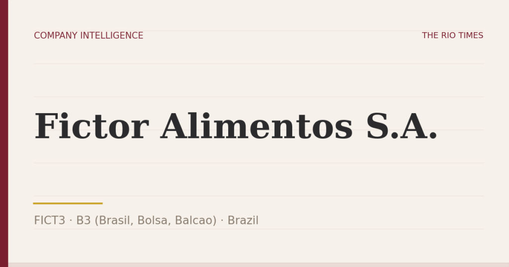 Fictor Alimentos S.A. (FICT3), listed on B3 (Brasil, Bolsa, Balcao), Brazil