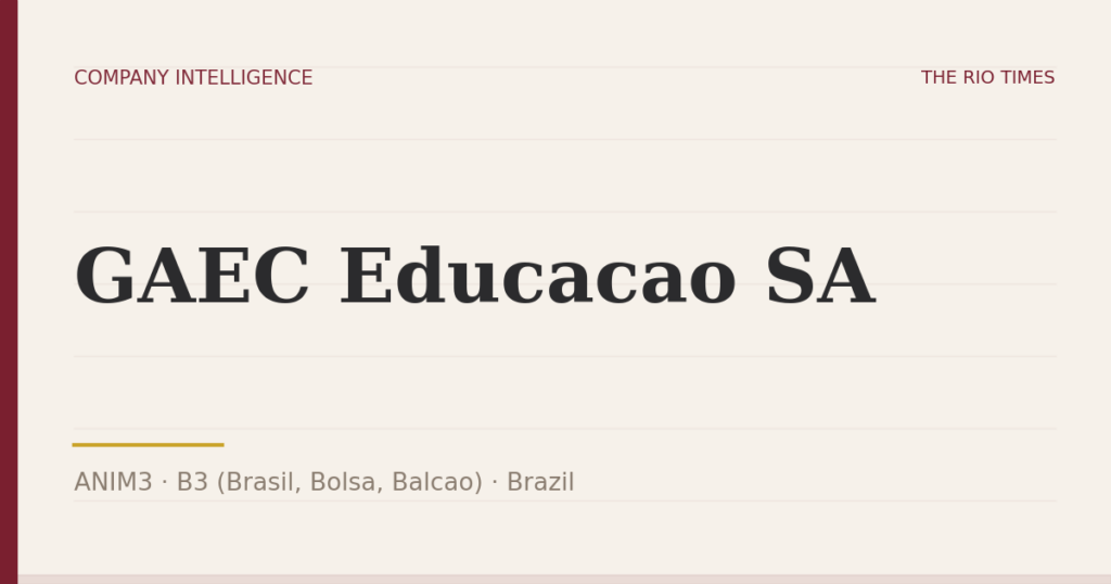 GAEC Educacao SA (ANIM3), listed on B3 (Brasil, Bolsa, Balcao), Brazil