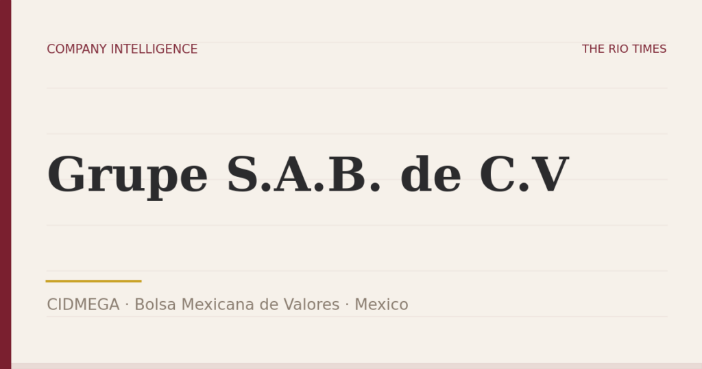 Grupe S.A.B. de C.V (CIDMEGA), listed on Bolsa Mexicana de Valores, Mexico