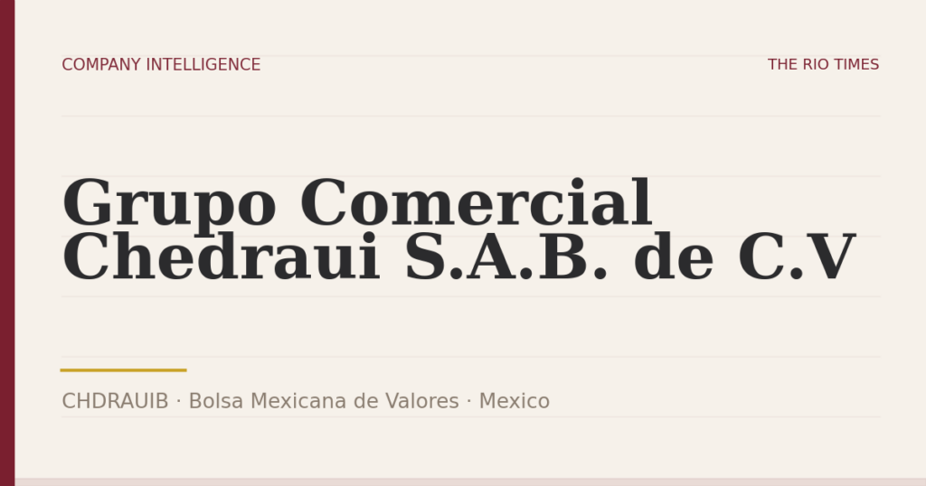 Grupo Comercial Chedraui S.A.B. de C.V (CHDRAUIB), listed on Bolsa Mexicana de Valores, Mexico
