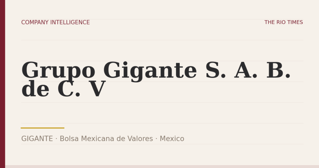 Grupo Gigante S. A. B. de C. V (GIGANTE), listed on Bolsa Mexicana de Valores, Mexico