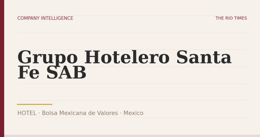 Grupo Hotelero Santa Fe SAB (HOTEL), listed on Bolsa Mexicana de Valores, Mexico
