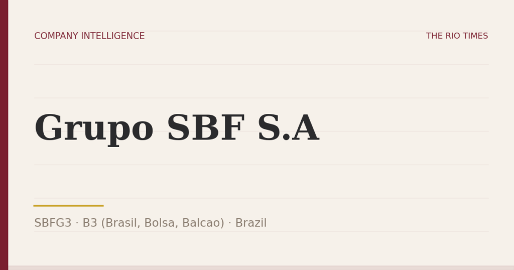 Grupo SBF S.A (SBFG3), listed on B3 (Brasil, Bolsa, Balcao), Brazil