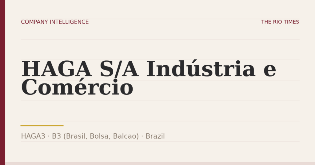 HAGA S/A Indústria e Comércio (HAGA3), listed on B3 (Brasil, Bolsa, Balcao), Brazil