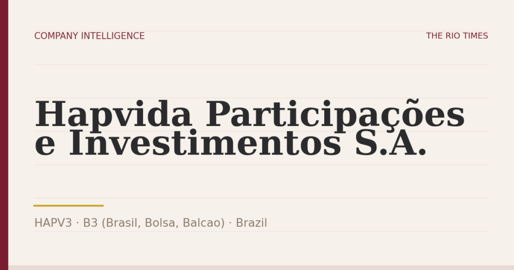 Hapvida Participações e Investimentos S.A. (HAPV3), listed on B3 (Brasil, Bolsa, Balcao), Brazil