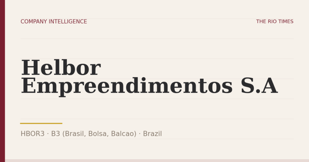 Helbor Empreendimentos S.A (HBOR3), listed on B3 (Brasil, Bolsa, Balcao), Brazil