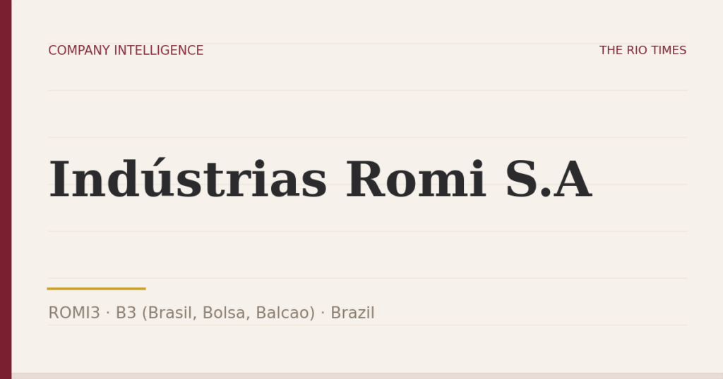 Indústrias Romi S.A (ROMI3), listed on B3 (Brasil, Bolsa, Balcao), Brazil