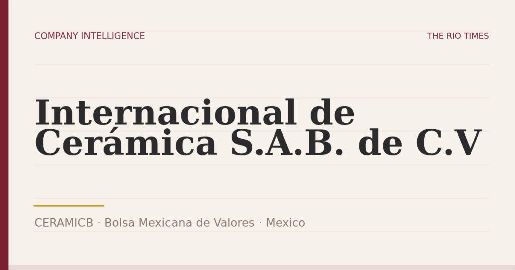 Internacional de Cerámica S.A.B. de C.V (CERAMICB), listed on Bolsa Mexicana de Valores, Mexico