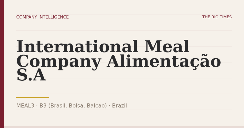 International Meal Company Alimentação S.A (MEAL3), listed on B3 (Brasil, Bolsa, Balcao), Brazil