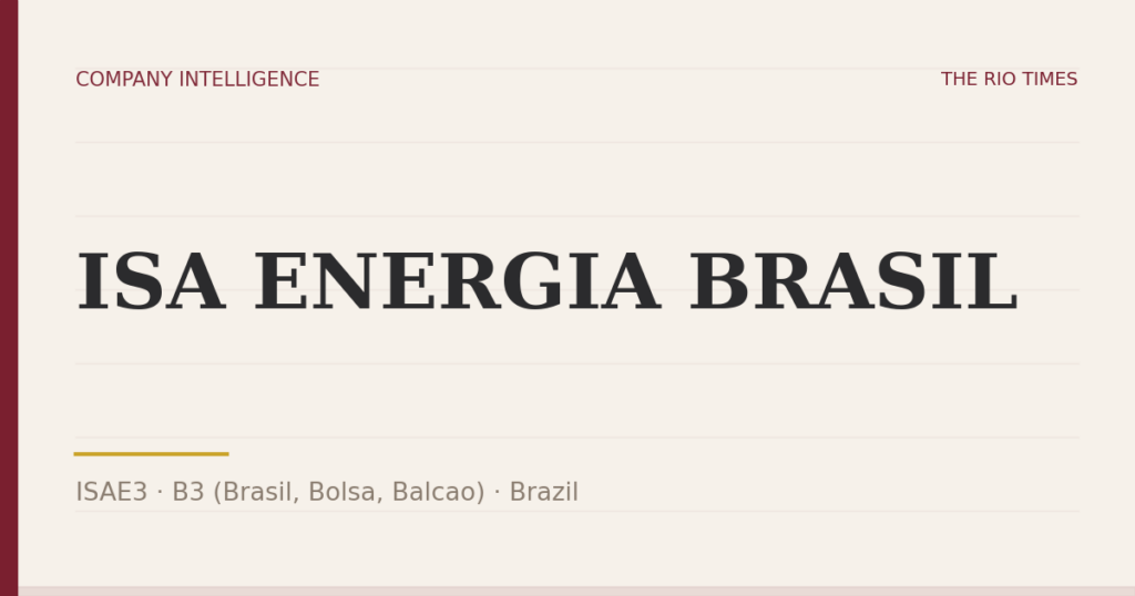 ISA ENERGIA BRASIL (ISAE3), listed on B3 (Brasil, Bolsa, Balcao), Brazil