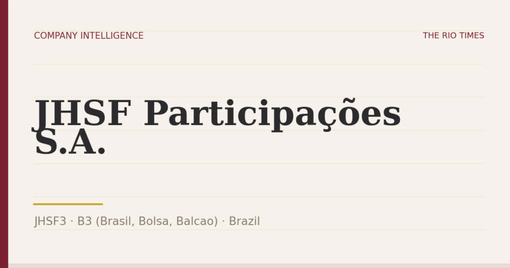 JHSF Participações S.A. (JHSF3), listed on B3 (Brasil, Bolsa, Balcao), Brazil