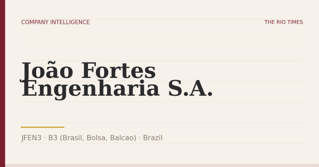 João Fortes Engenharia S.A. (JFEN3), listed on B3 (Brasil, Bolsa, Balcao), Brazil